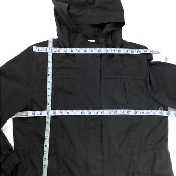 Eileen Fisher Hooded Rain Coat Black. Sz Large - Picture 11 of 11